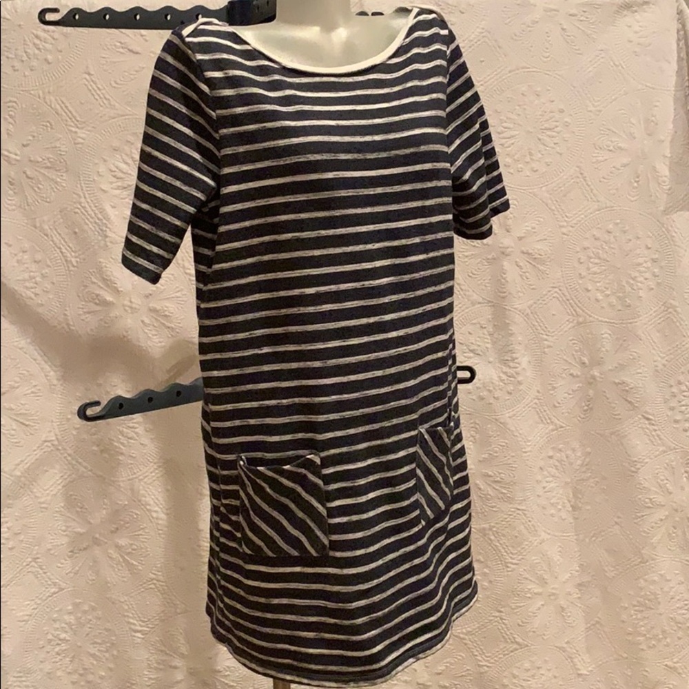Blue and white striped dress size L